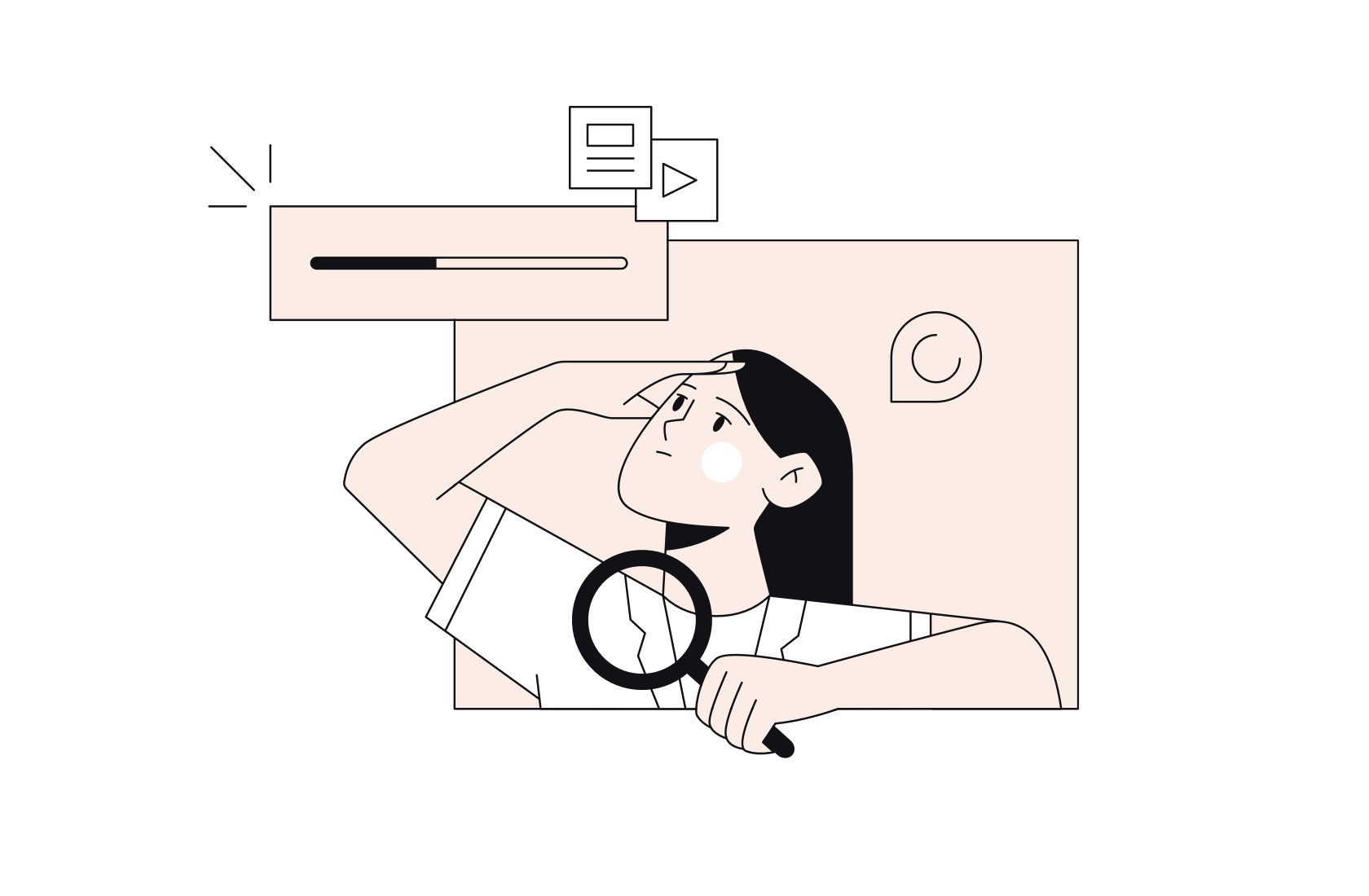 search, loading, task overload, finder illustration